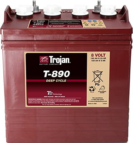 Trojan T-890 8V 190Ah Flooded Lead Acid GC8 Deep Cycle Battery