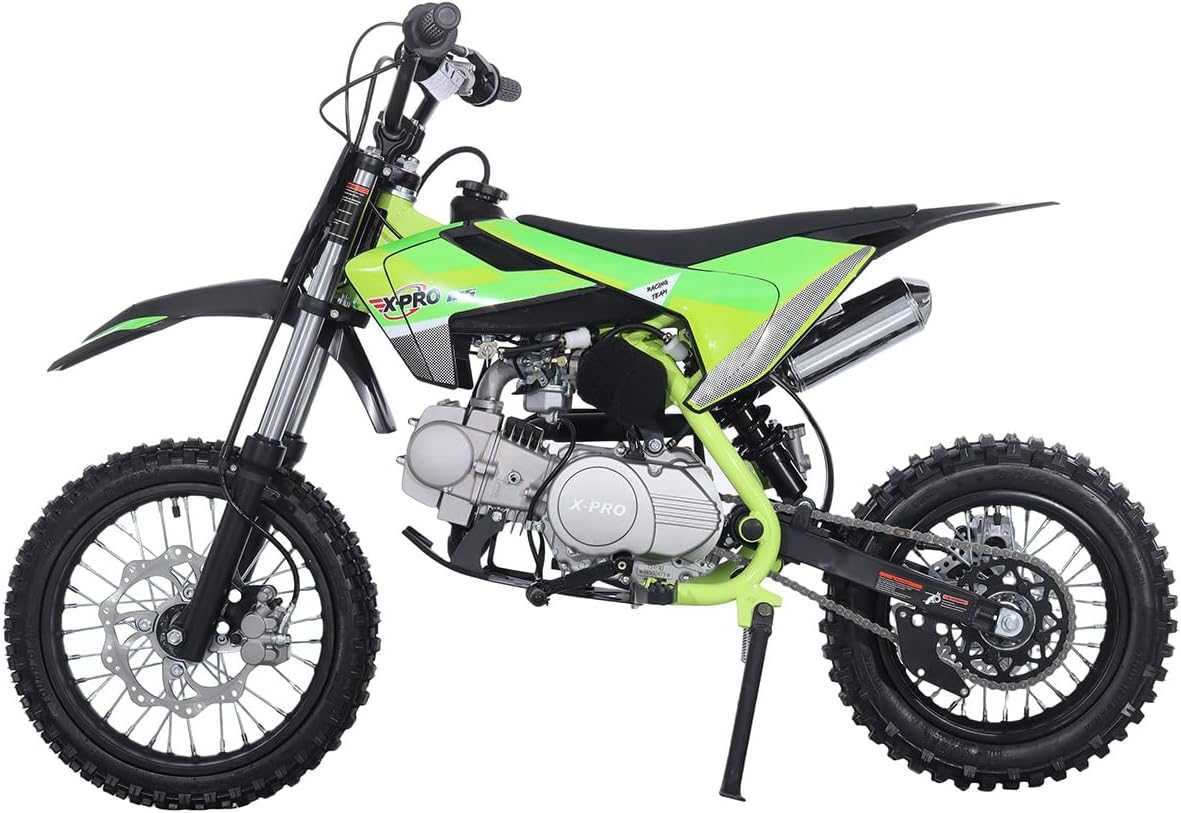 X-PRO X27 125cc Dirt Bike with 4-Speed Semi-Automatic Transmission, Kick Start, Big 14"/12" Tires! Cradle Type Steel Tube Frame!